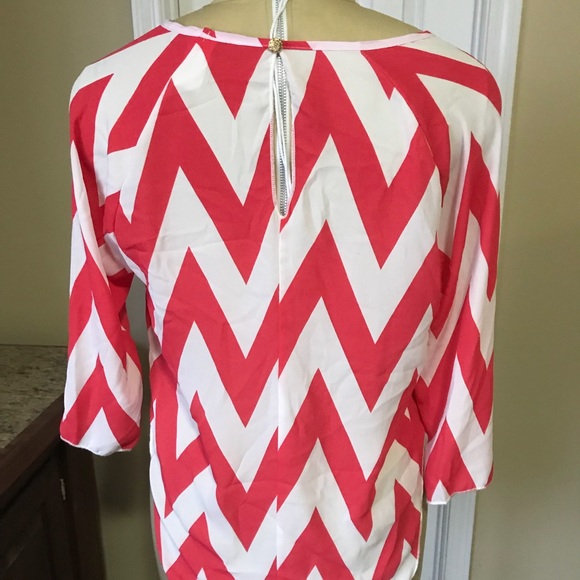 ππ Host Pick ππ Pink & White Zig-zag Dress Top - Picture 2 of 3